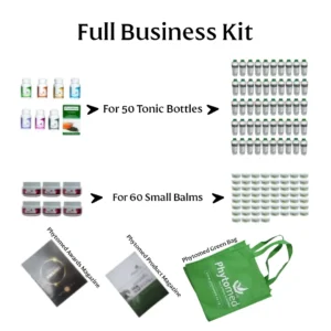 Full Business Kit 50 Tonics and 60 Small Balms Phytomed Full Business Kit with 50 herbal tonics and 60 small balms for entrepreneurs.